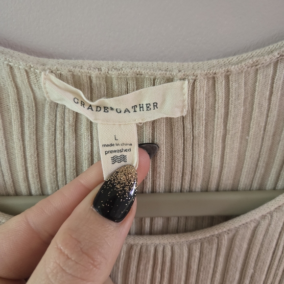 Cream Ribbed Sleeveless Top - Picture 2 of 3